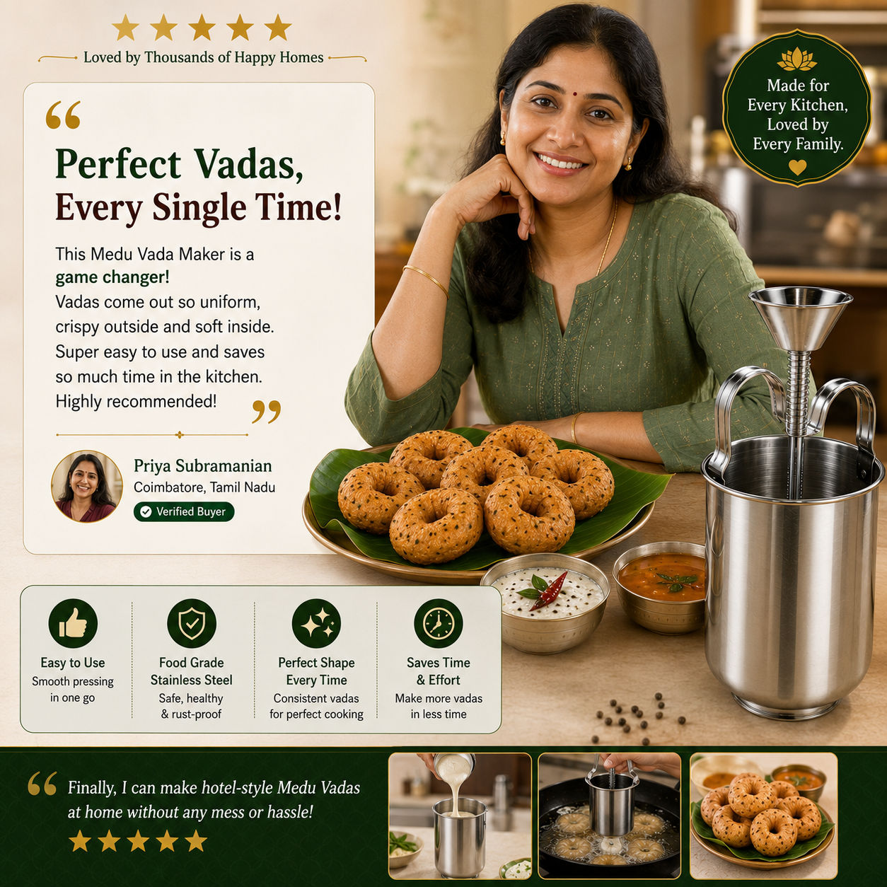 Stainless Steel Medu Vada Maker | 50% OFF Today